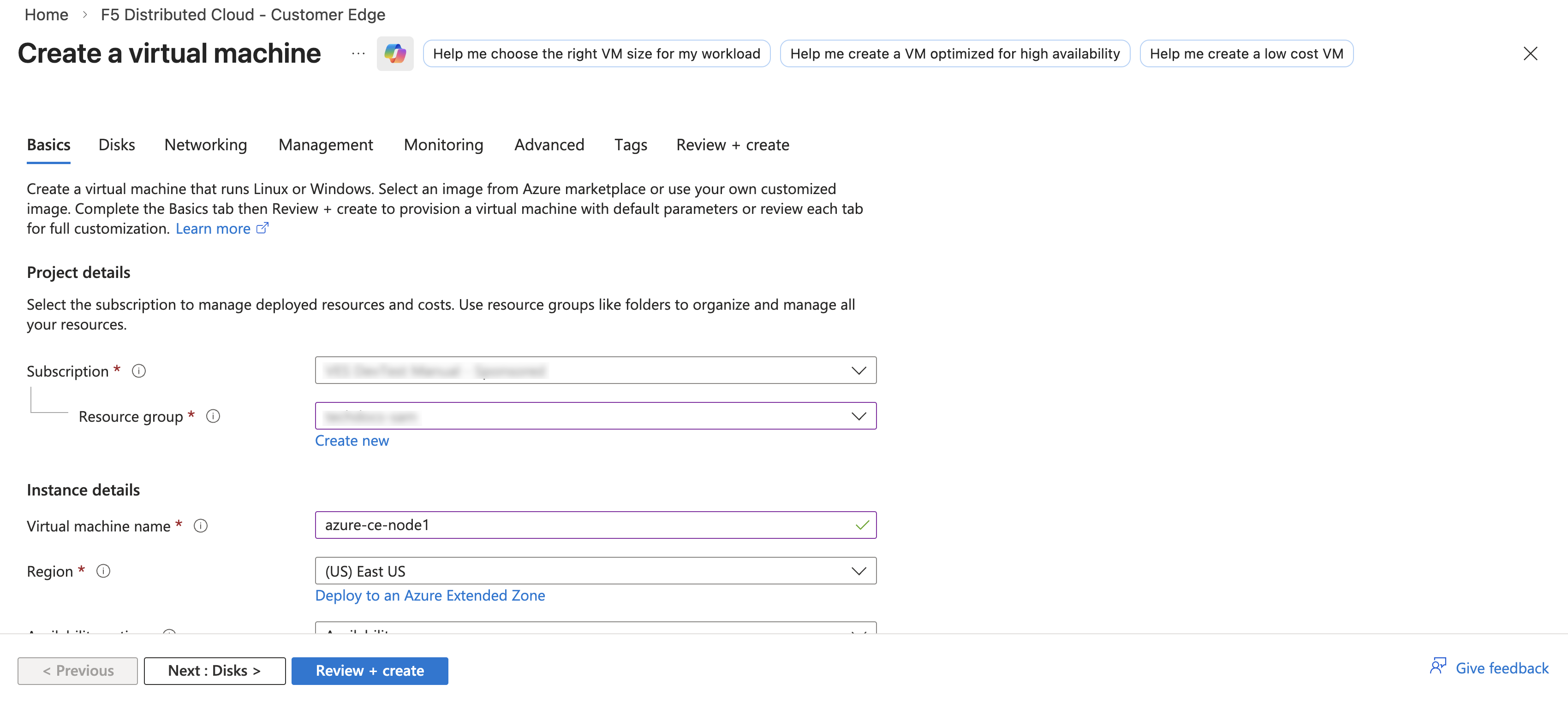 Figure: Configure VM